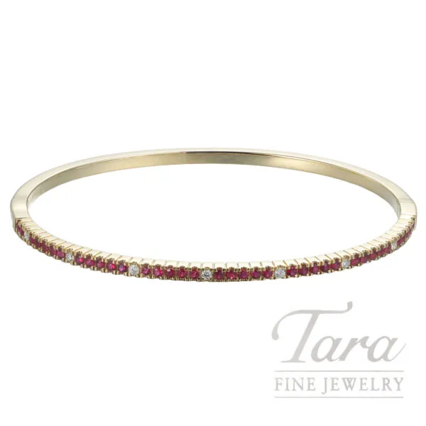 18K Yellow Gold Ruby Diamond Bracelet .70TGW, .11TDW