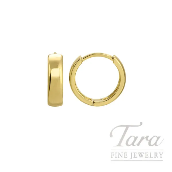 18K Yellow Gold Hoop Earrings, 12MM, 2.1G