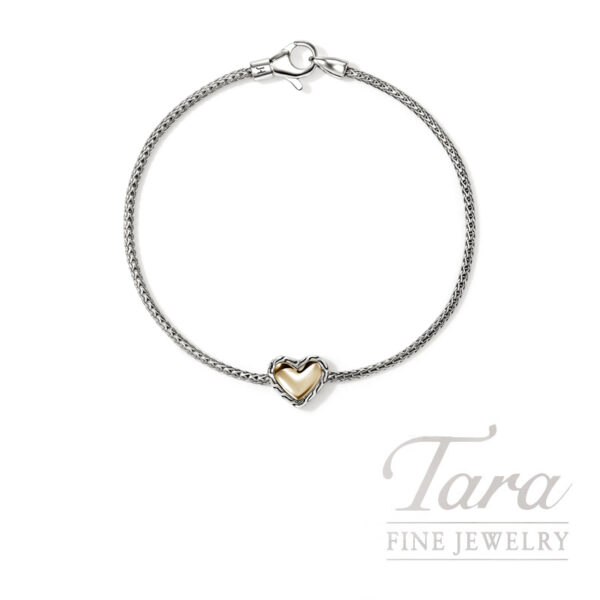 John Hardy Essentials Heart Bracelet, 14K Yellow Gold and Sterling Silver