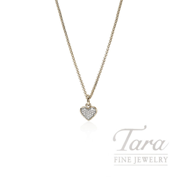 John Hardy Essentials Heart Pendant Necklace, 14K Yellow Gold, Diamonds 0.14TDW