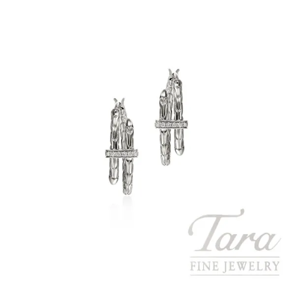 John Hardy Spear Hoop Earring, Sterling Silver, Diamonds, 22.5MM