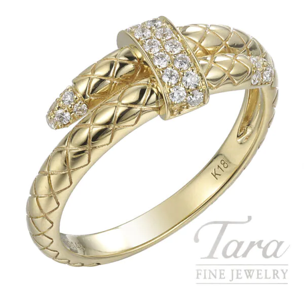 18K Yellow Gold Quilted Pattern Diamond Ring .14TDW