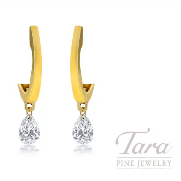 18K Yellow Gold Diamond Hoop Earrings, 0.24TDW