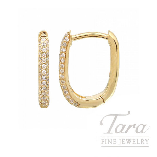 14K Yellow Gold Diamond U-Hoop Earrings 0.19TDW