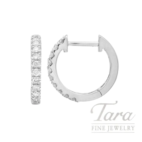 18K White Gold Diamond Hoop Earrings 0.20TDW, 1.74G