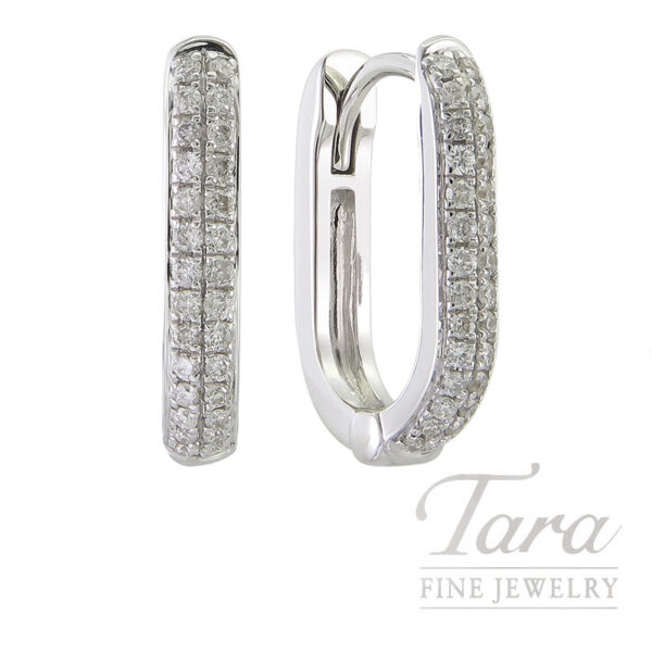18K White Gold Diamond U-Hoop Earrings 0.16TDW
