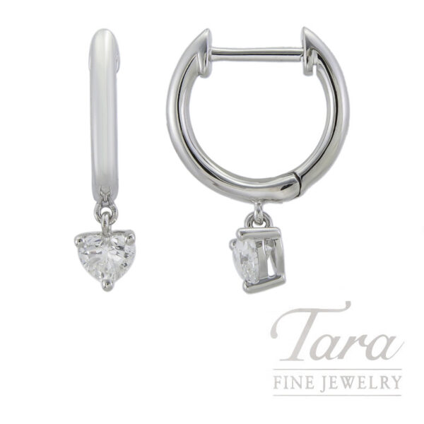 18K White Gold Heart Diamond Earrings, 0.22TDW