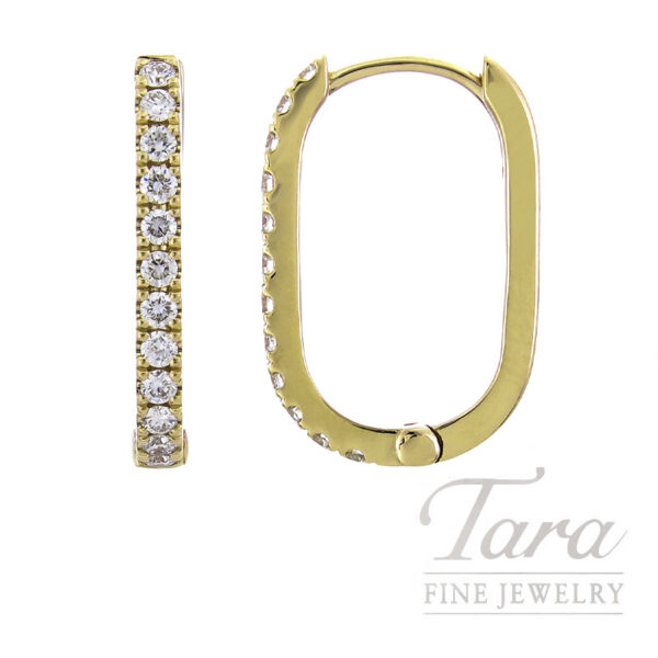 18K Yellow Gold U-Hoop Diamond Earrings .20TDW, 2.2G