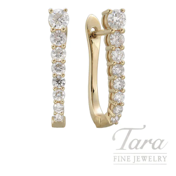 18K Yellow Gold U-Hoop Diamond Earrings .26TDW, 2.7G