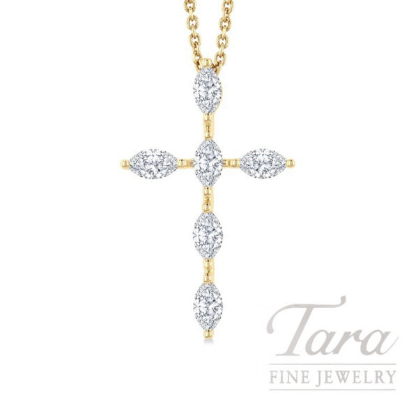 14K Yellow Gold Diamond Cross Pendant Necklace .70TDW