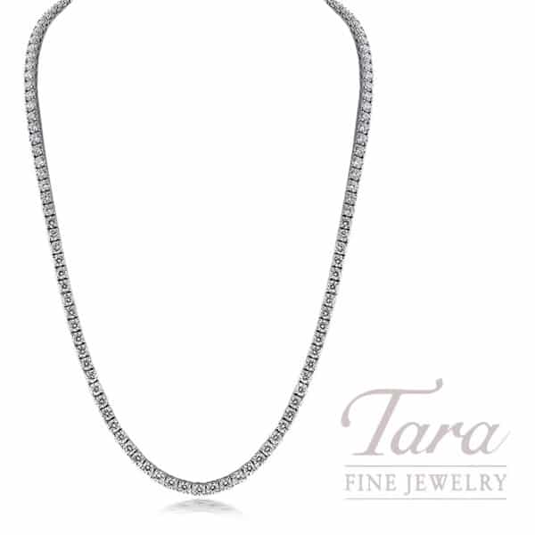 14K White Gold Diamond Tennis Necklace 119 Diamonds, 15.22TDW