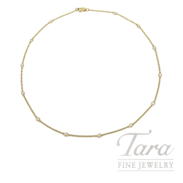 18K Yellow Gold Diamond Station Necklace 0.51TDW