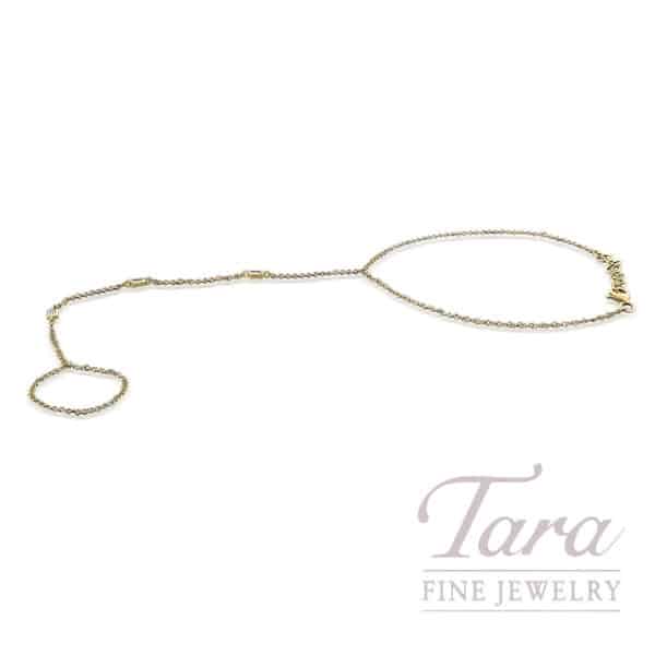 18K Yellow Gold Diamond Hand Bracelet .08TDW, 1.7G