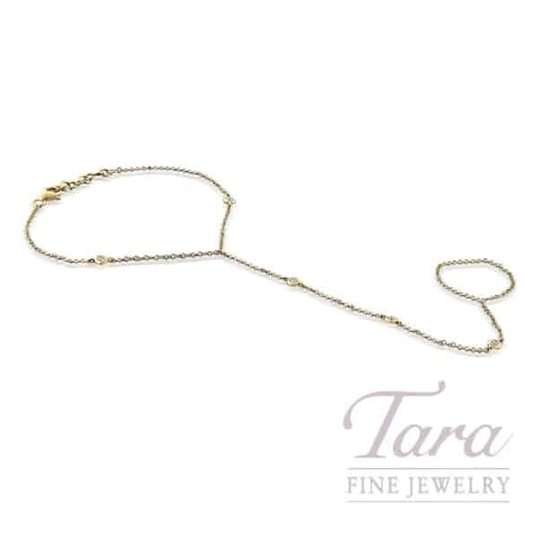 18K Yellow Gold Diamond Hand Bracelet .13TDW, 1.9G