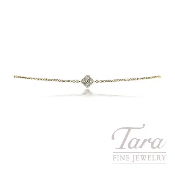 18K Yellow Gold Floral Diamond Bracelet 0.09TDW