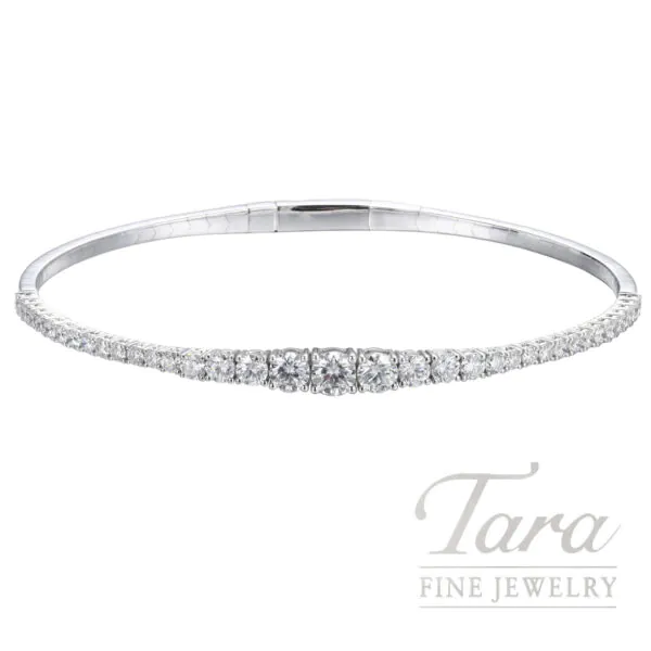 18K White Gold Diamond Bangle Bracelet 1.77TDW
