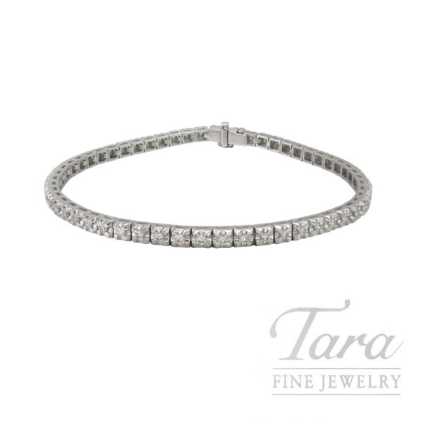 18K White Gold Diamond Tennis Bracelet, 56 Round Diamonds 1.01CT