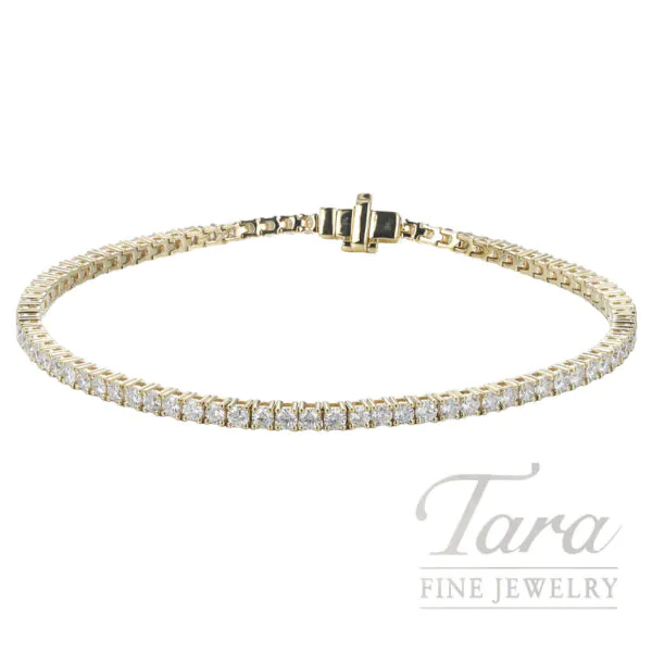 18K Yellow Gold Diamond Tennis Bracelet, 82 Round Diamonds 3.01CT
