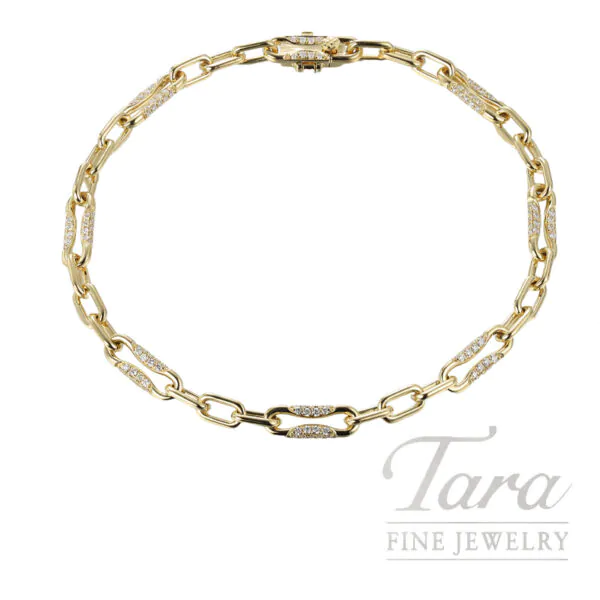 18K Yellow Gold Fancy Link Diamond Bracelet .43TDW