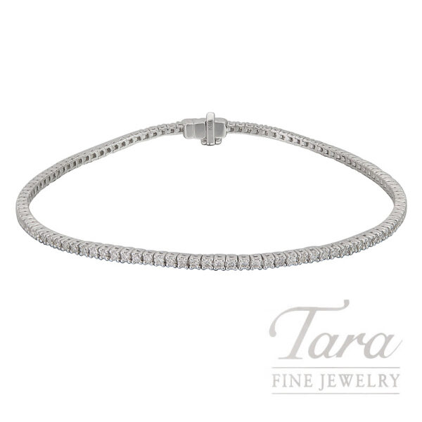18K White Gold Diamond Tennis Bracelets, 110 Round Diamonds 1.05TDW