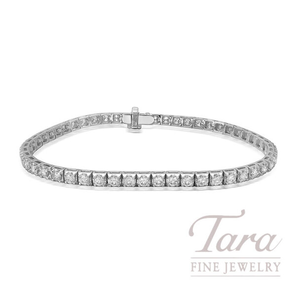 18K White Gold Diamond Tennis Bracelet, 54 Round Diamonds 3.01TDW
