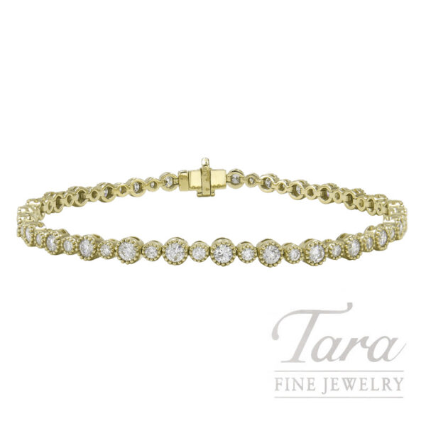 18K Yellow Gold Diamond Tennis Bracelet, 56 Round Diamonds 2.72TDW