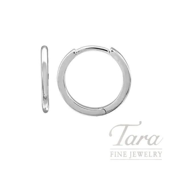 18K White Gold 12MM Hoop Earrings, 1.3G