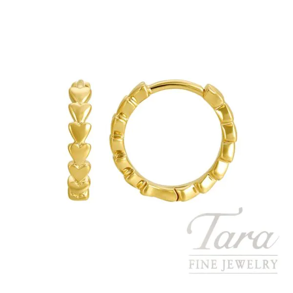 14K Yellow Gold Crinkle Hoop Earrings, 11MM