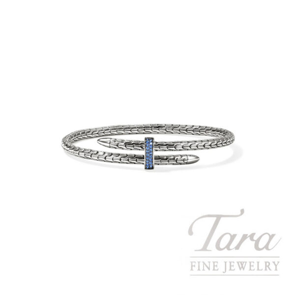 John Hardy Spear Flex Cuff, Sterling Silver, Blue Sapphire, 4MM