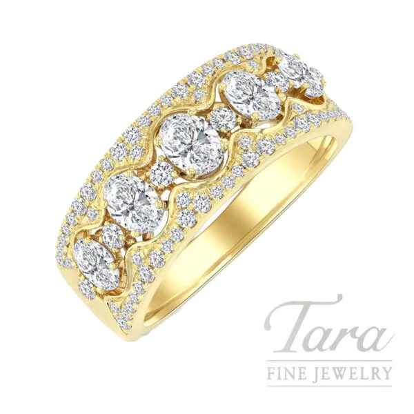 14K Yellow Gold Diamond Wave Ring 1.20TDW