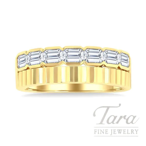 14K Yellow Gold Emerald Cut Diamond Band 1.00TDW