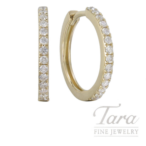 18K Yellow Gold Diamond Hoop Earrings, .33TDW