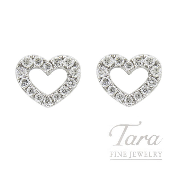 18K White Gold Diamond Heart Earrings 0.19TDW, 1.32G