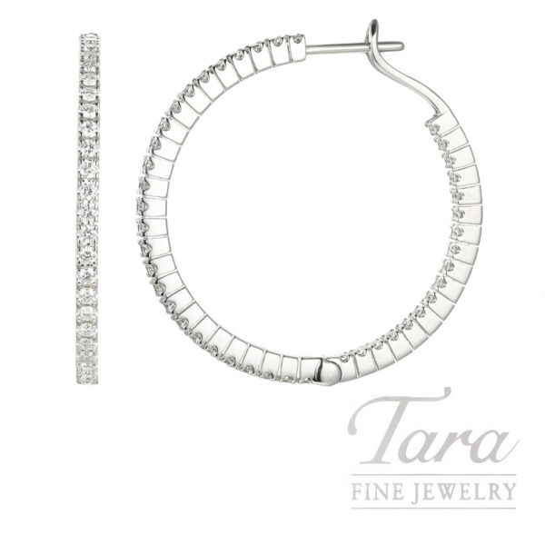 18K White Gold Diamond Hoop Earrings 1.11TDW, 7.26G