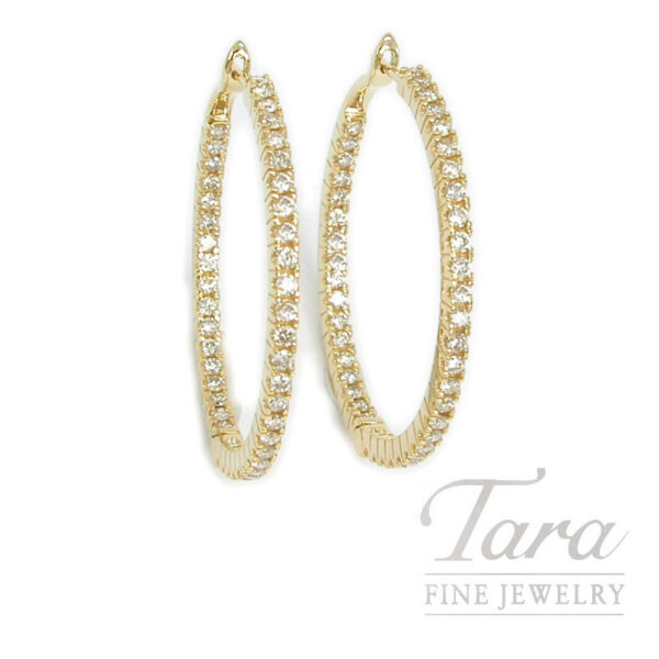 18K Yellow Gold Diamond Hoop Earrings 1.16TDW, 7.89G