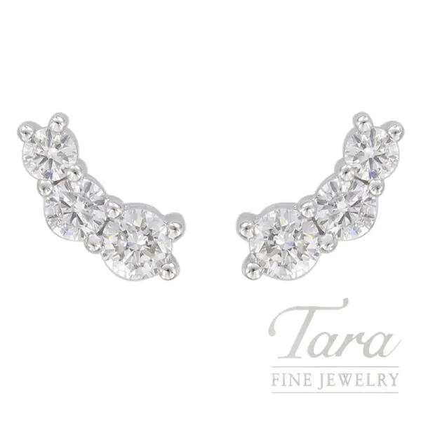 18K White Gold Diamond Crawler Earrings, .35TDW