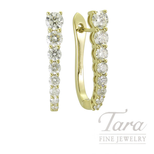 18K Yellow Gold Diamond U-Hoop Earrings 1.19TDW