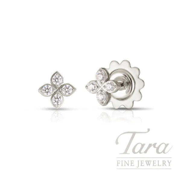 Roberto Coin 18K White Gold Diamond Floral Stud Earrings .18TDW