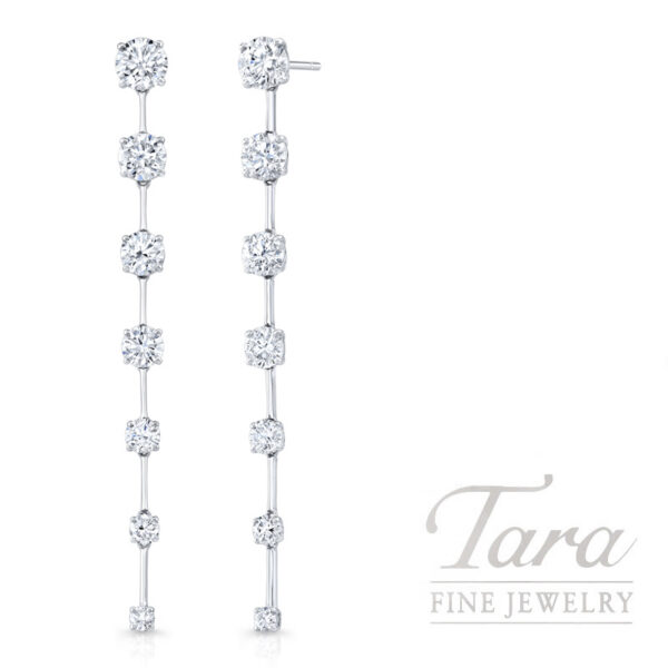 18K White Gold Diamond Drop Bar Earrings 3.55TDW