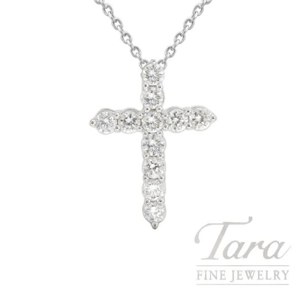 18K White Gold Diamond Cross Necklace, .26TDW