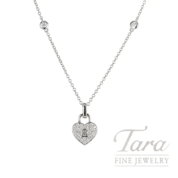 18K White Gold Heart Pendant Diamond Necklace .36TDW