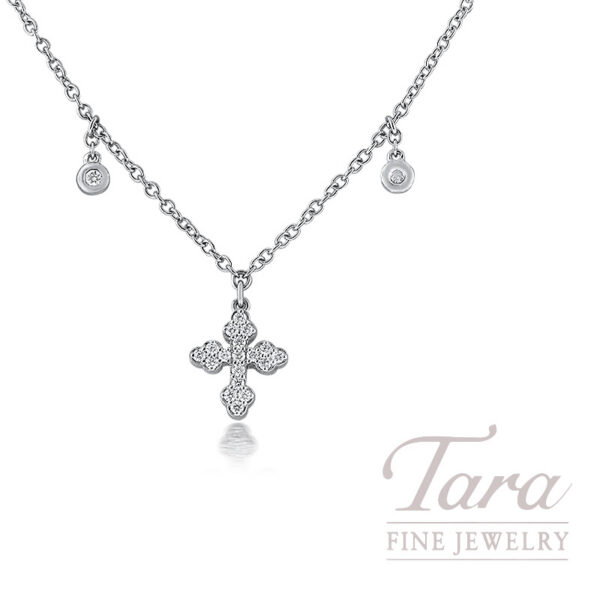 18K White Gold Diamond Cross Necklace 0.21TDW