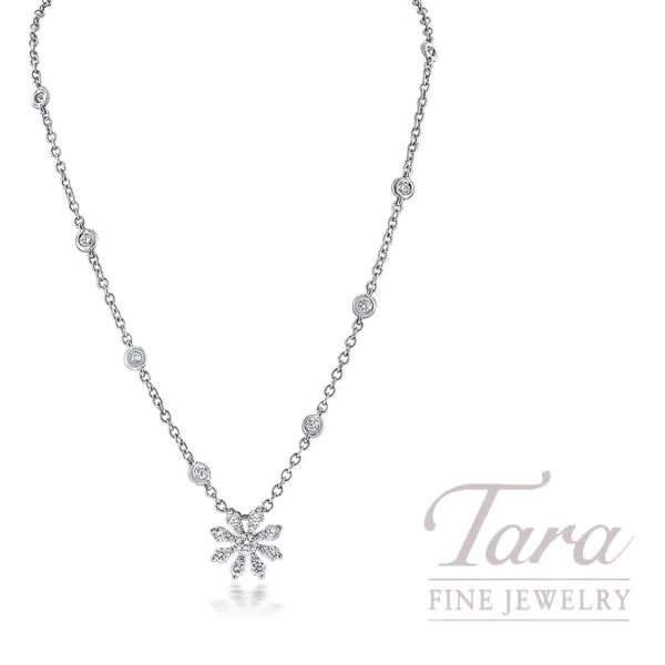 18K White Gold Diamond Station Necklace .64TDW, 3.82G
