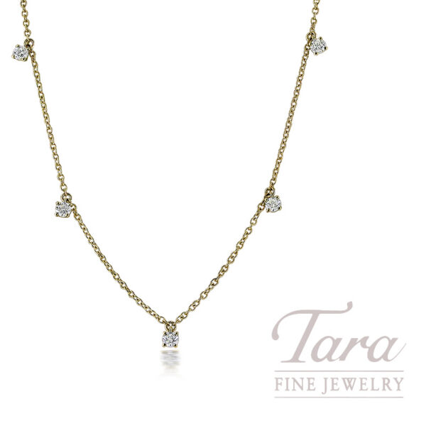 18K Yellow Gold Diamond Station Necklace 0.70TDW