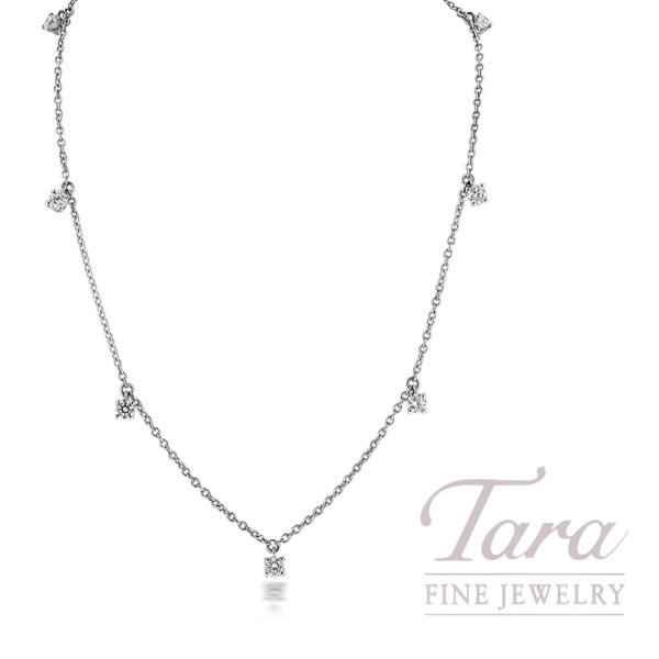 18K White Gold Diamond Station Necklace 0.71TDW