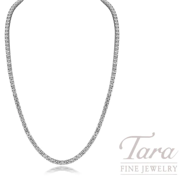 18K White Gold Diamond Tennis Necklace 118 Diamonds, 17.45TDW