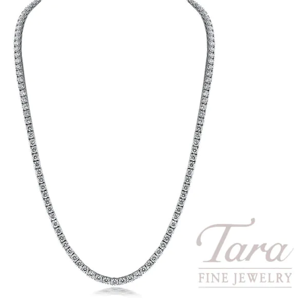 14K White Gold Diamond Tennis Necklace 119 Diamonds, 15.22TDW
