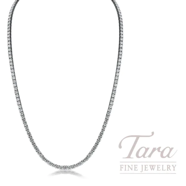 14K White Gold Diamond Tennis Necklace 141 Diamonds, 9.40TDW