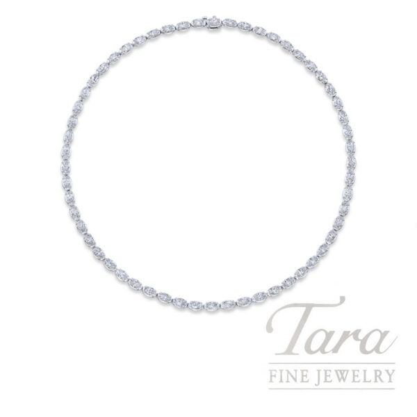 18K White Gold Diamond Moval Bezel Necklace 14.18TDW