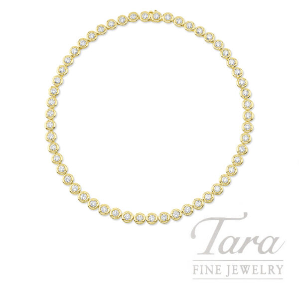 18K Yellow Gold Diamond Bezel Necklace 22.97TDW